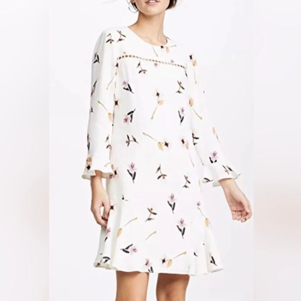 Shoshanna Michie Long Sleeve White Floral Shift Dress Size‎ 6